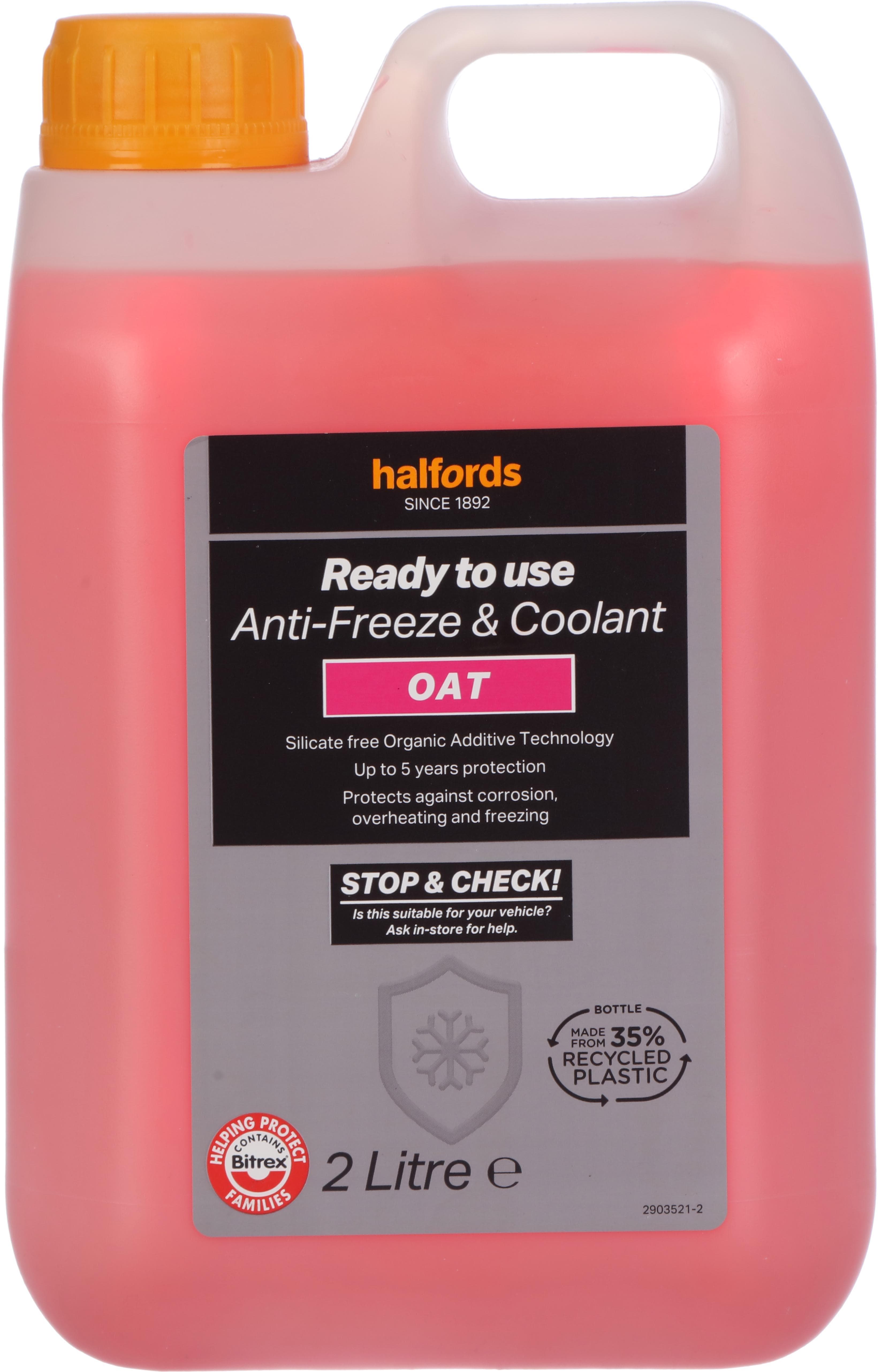 Halfords OAT Ready Mixed Antifreeze & Coolant 2L
