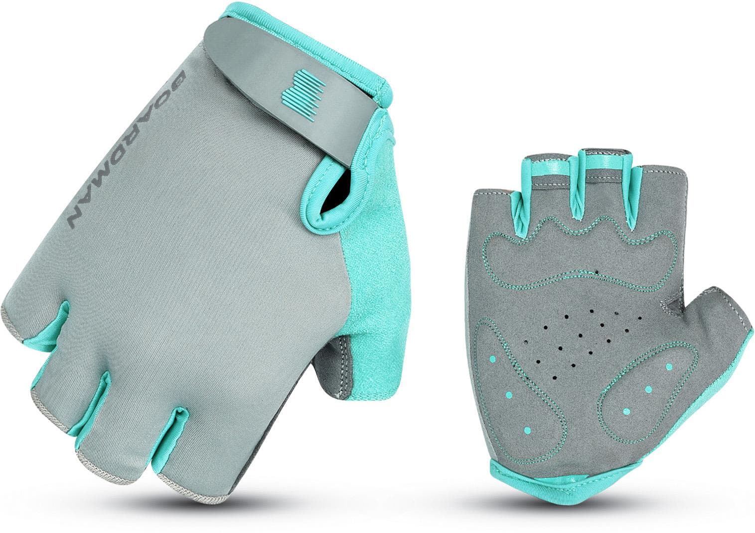 Boardman Womens Cycling Mitts Grey/Turquoise, Medium