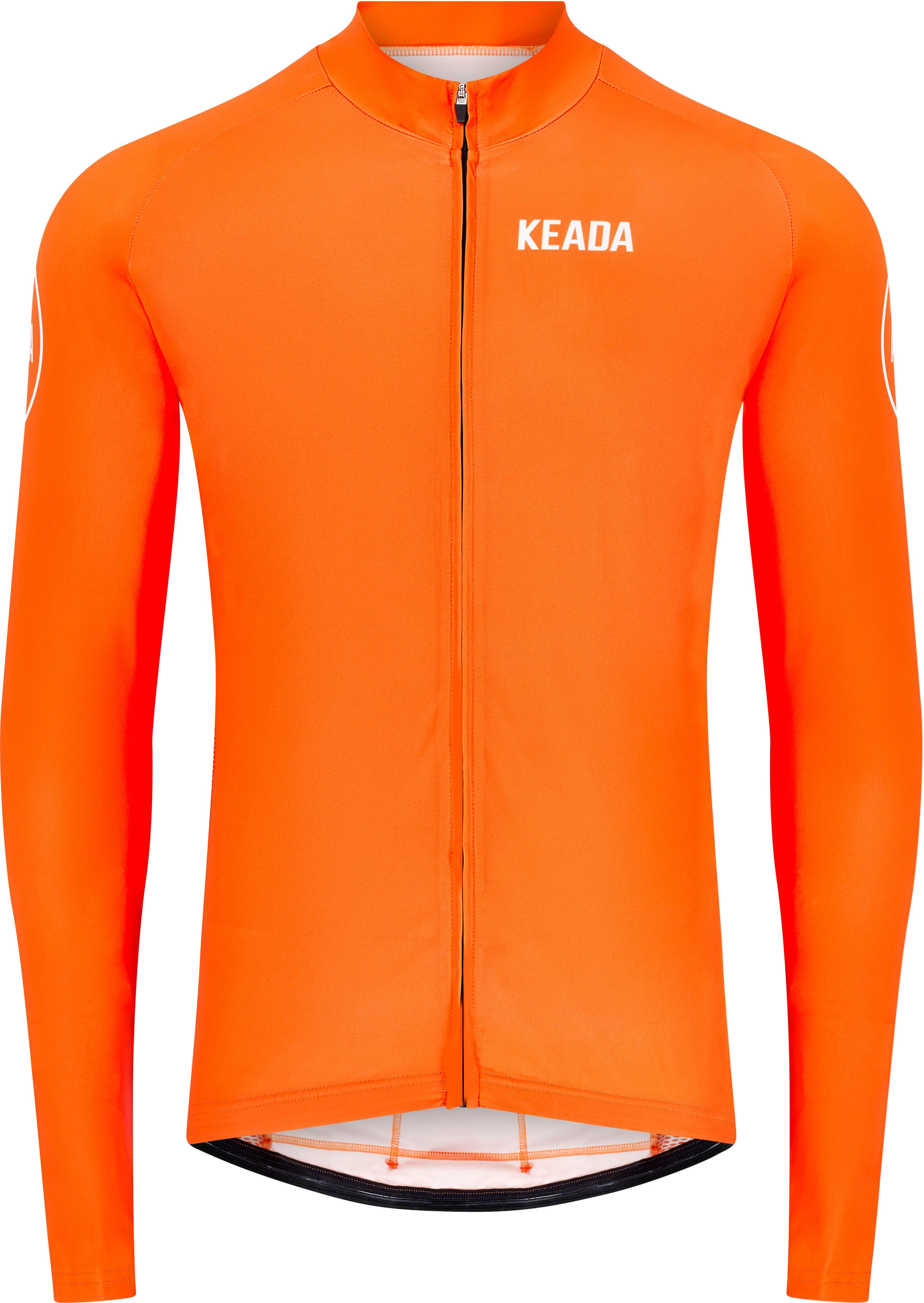 Keada Sports Women's Essential Long Sleeved Cycling Jersey, Orange - Large