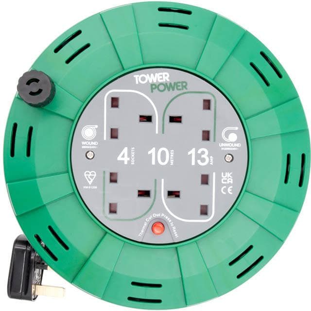 Tower 4 Socket 10 Metre 13 Amp Cassette