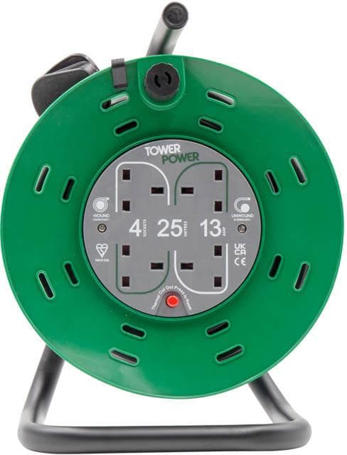 Tower 4 Socket 25 Metre 13 Amp Drum