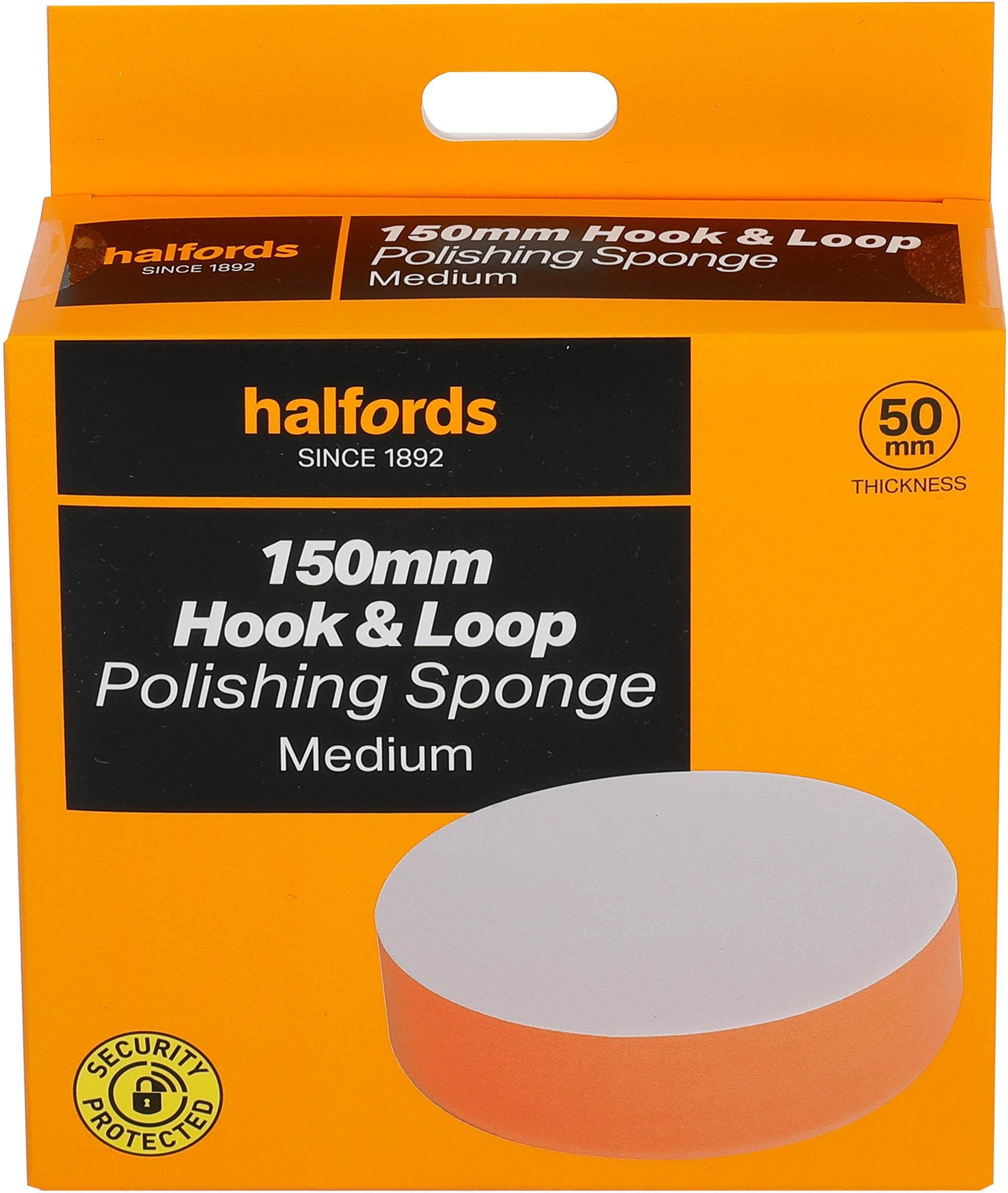 Halfords 150mm hook&loop polishing sponge medium