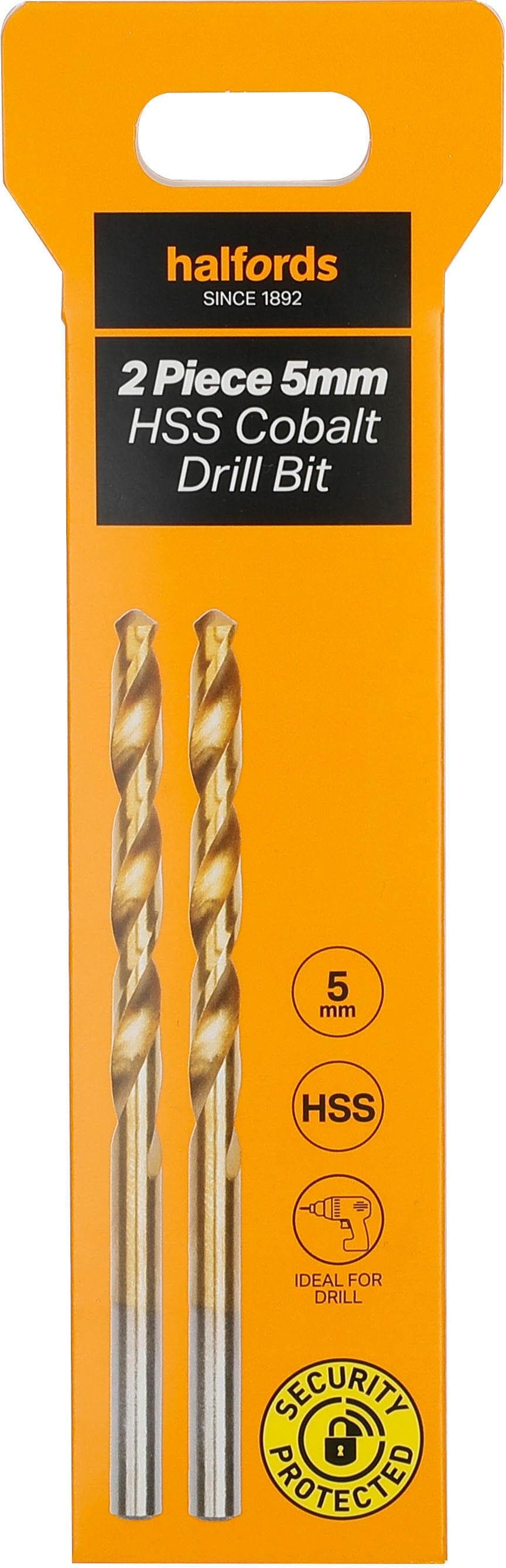 Halfords 2 pc 5mm HSS cobalt drill bit