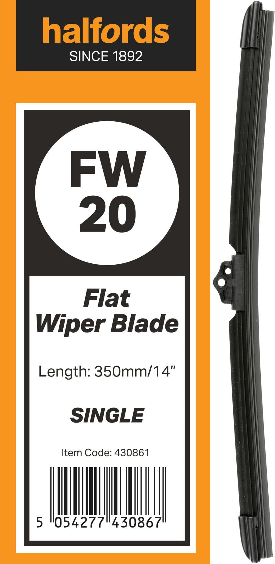 Halfords Flat Wiper Blade Single FW20