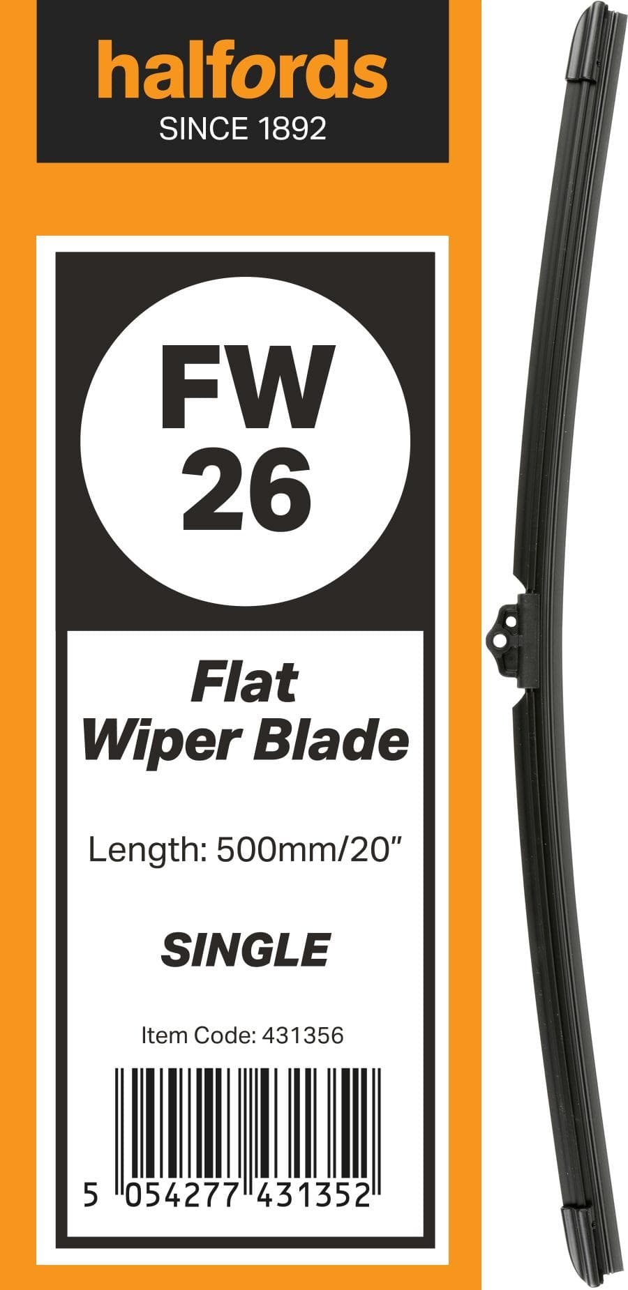 Halfords Flat Wiper Blade Single FW26