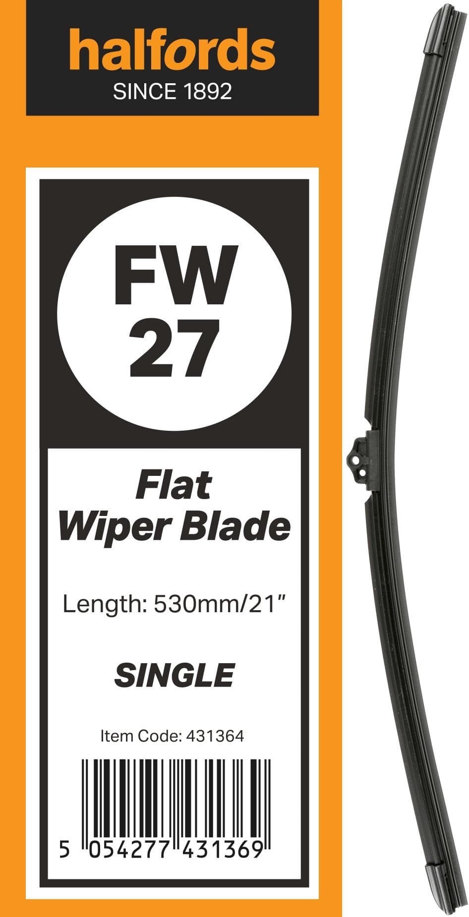 Halfords Flat Wiper Blade Single FW27