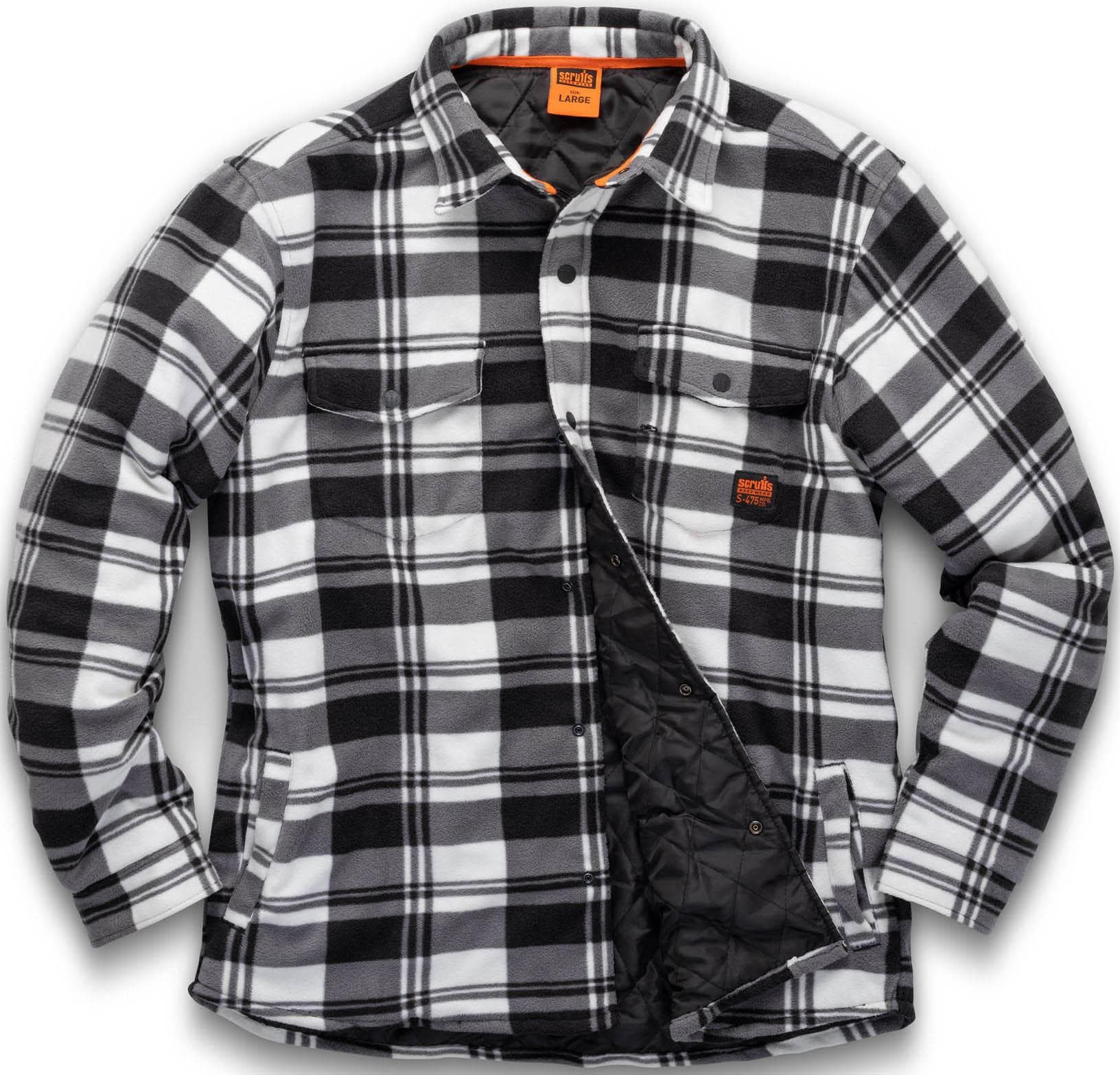 Scruffs Worker Padded Check Shirt White/Black XXL