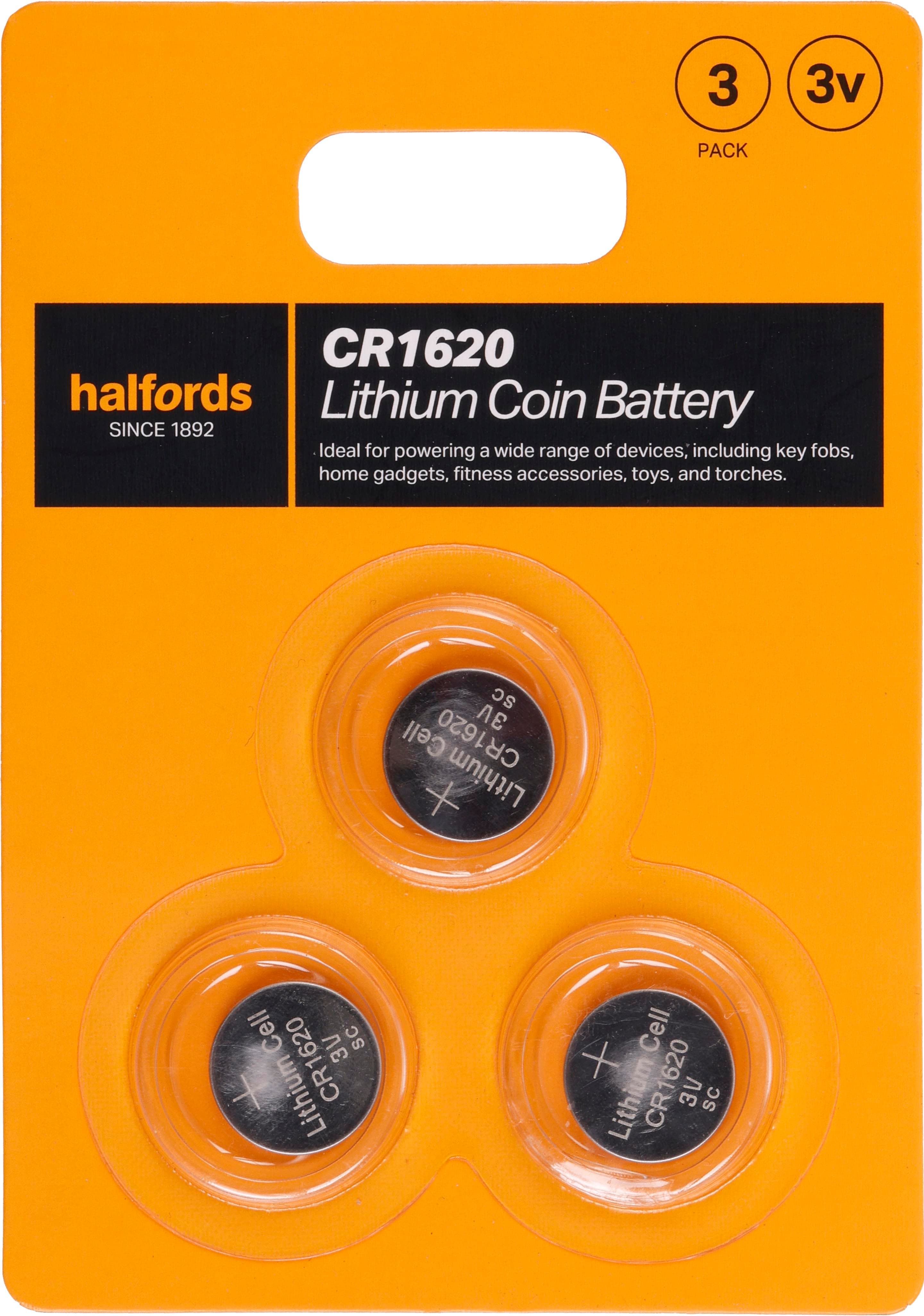Halfords 1620 Lithium coin battery 3pk