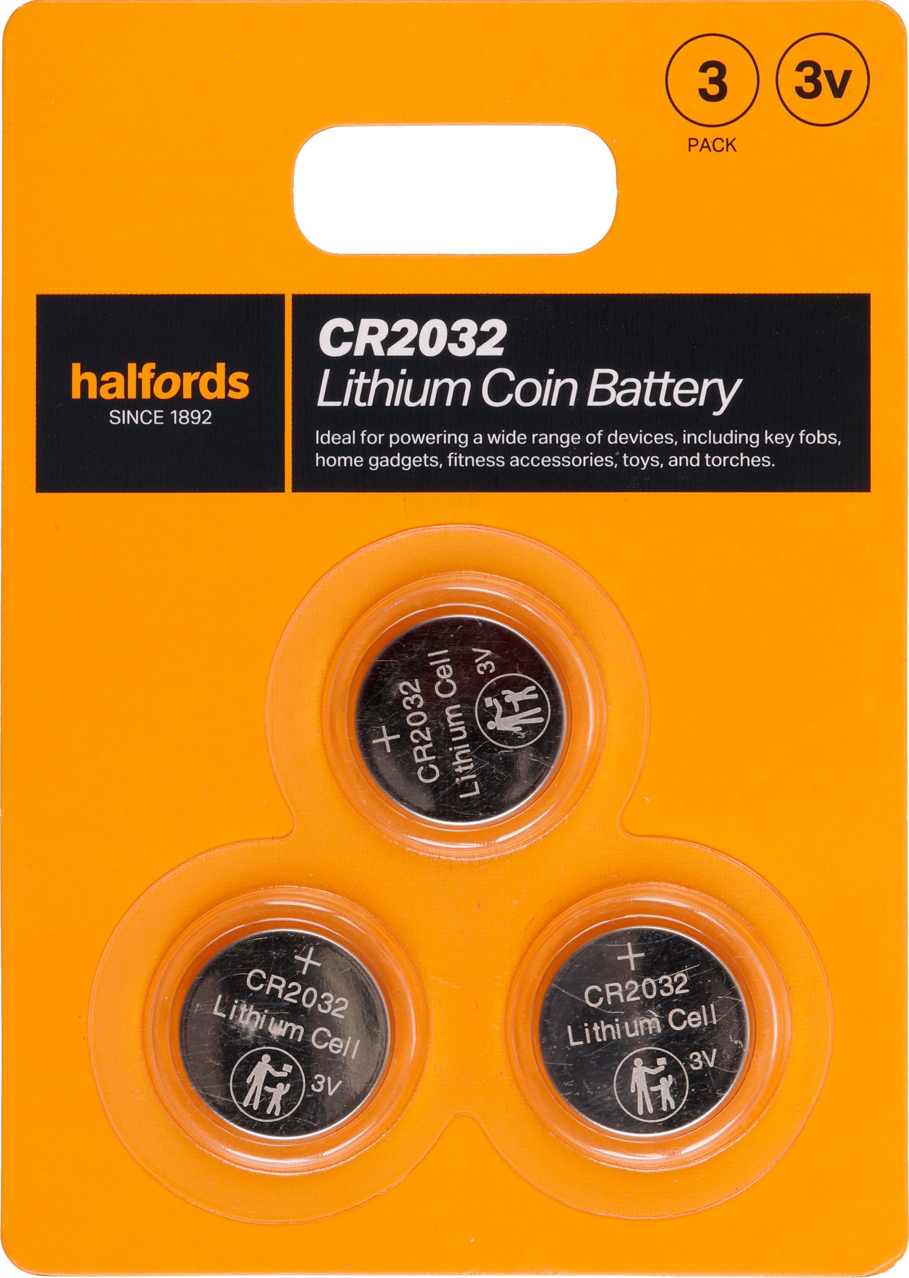 Halfords 2032 Lithium coin battery 3pk
