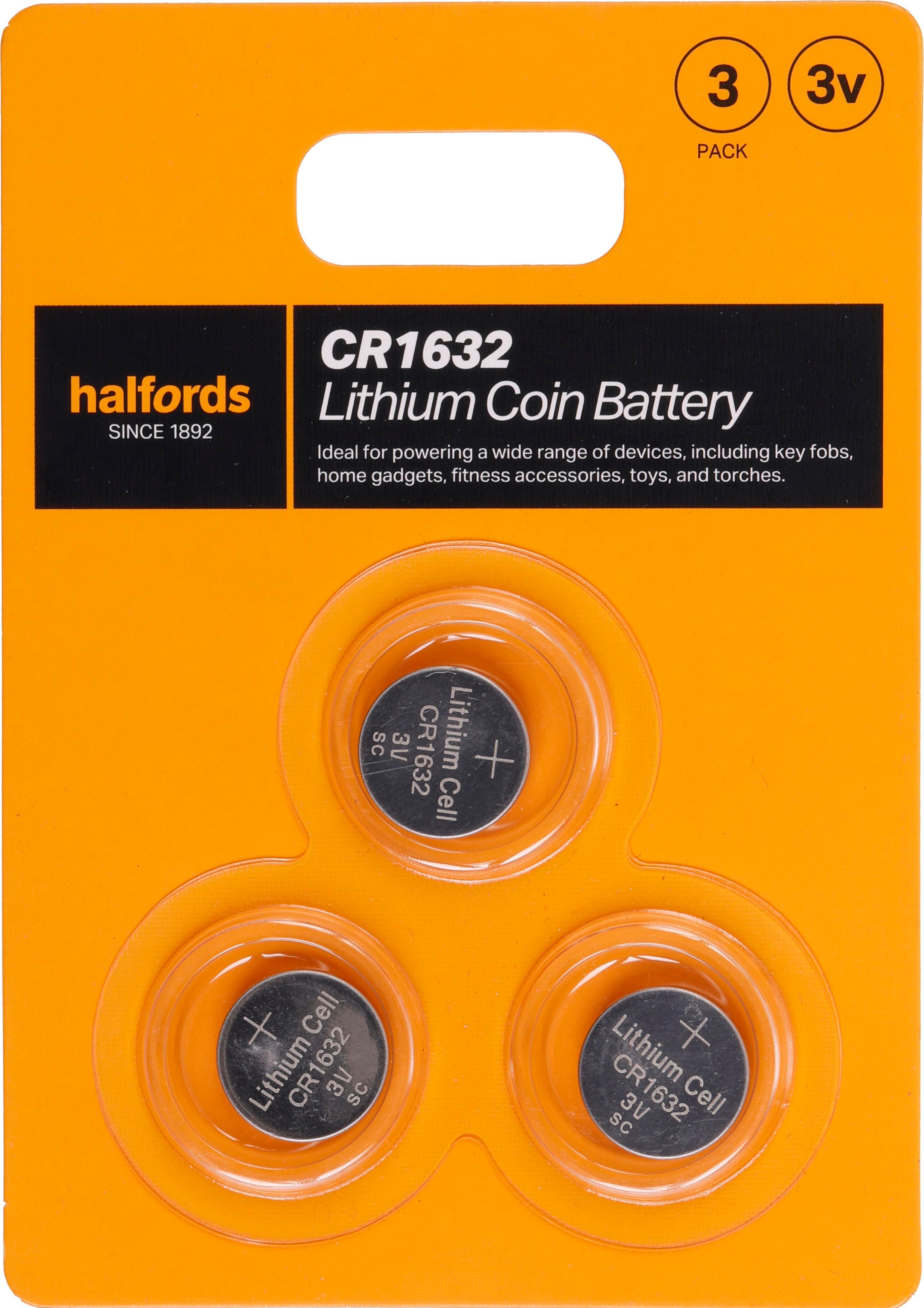 Halfords 1632 Lithium coin battery 3pk