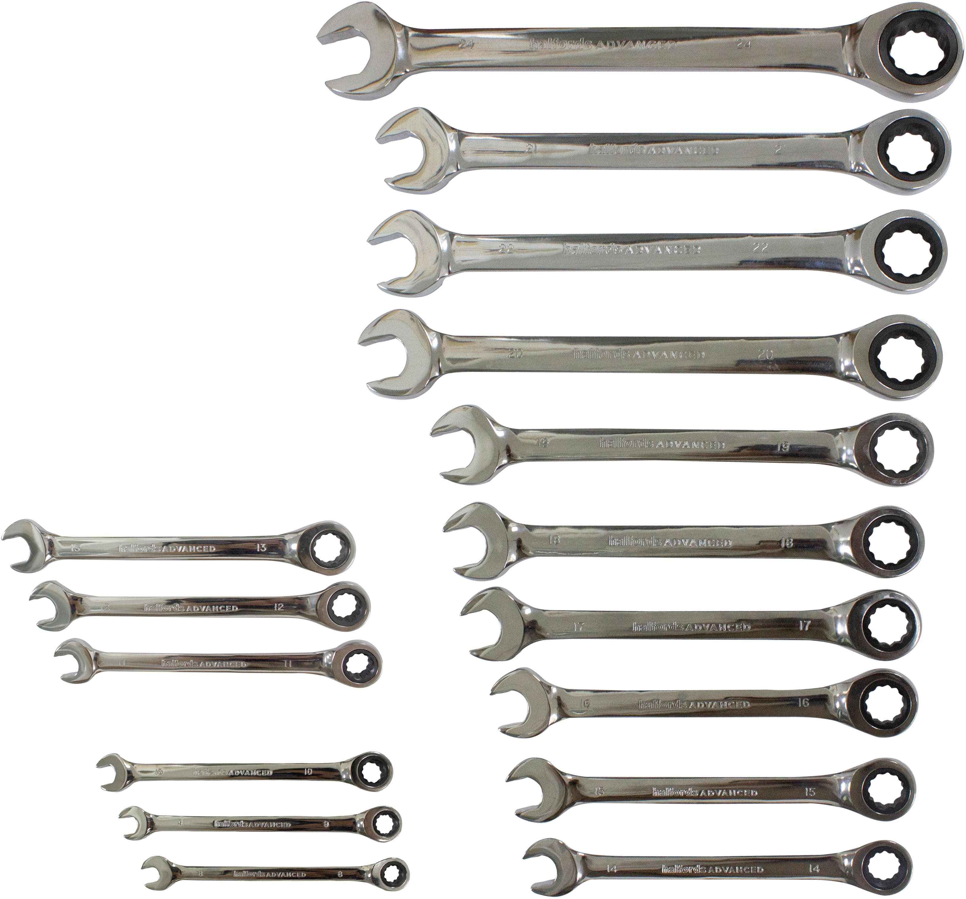 Halfords Advanced 16pc Ratchet Spanner Set