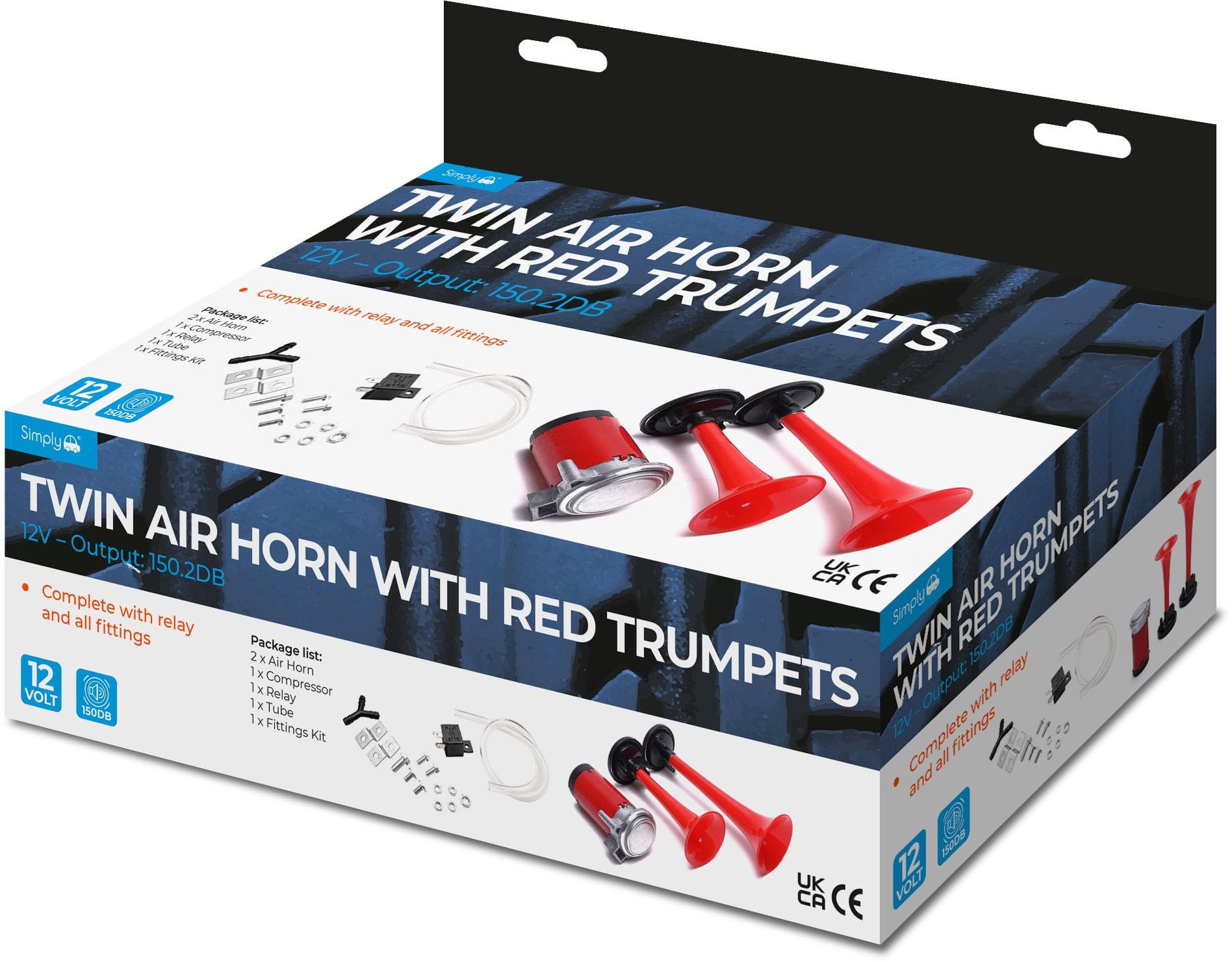 Twin Air Horn with Red Trumpets