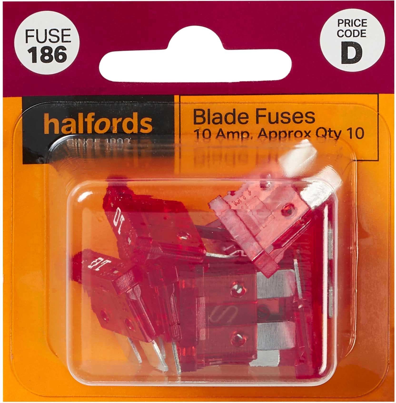 Halfords Blade Fuses 10 Amp (FUSE186)