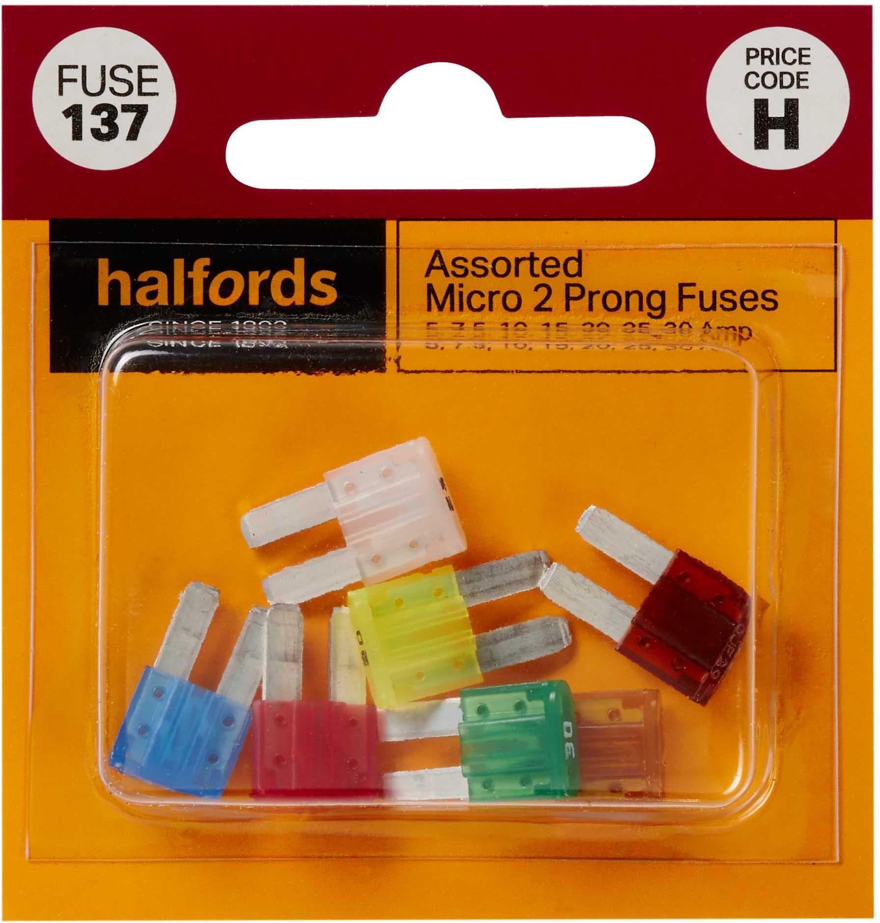 Halfords 2 Micro Prong Fuses 5>30Amp (FUSE137)
