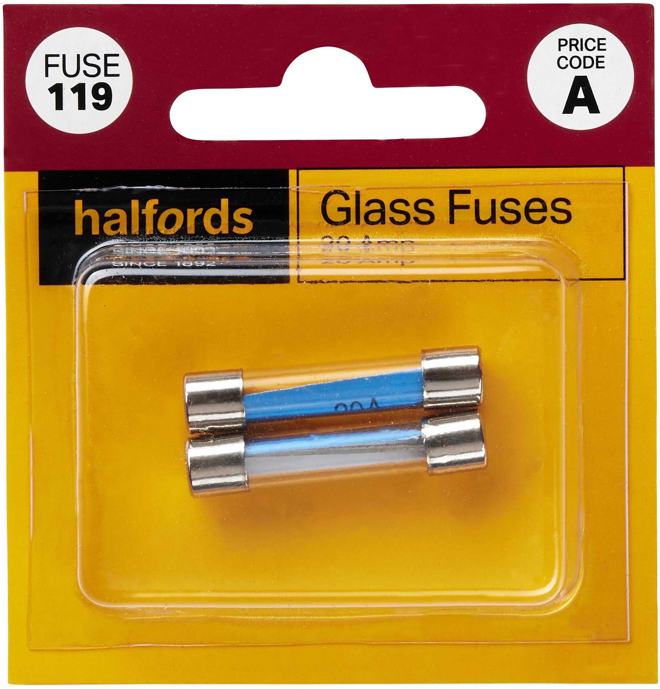 Halfords Glass Fuses 20 Amp (FUSE119)