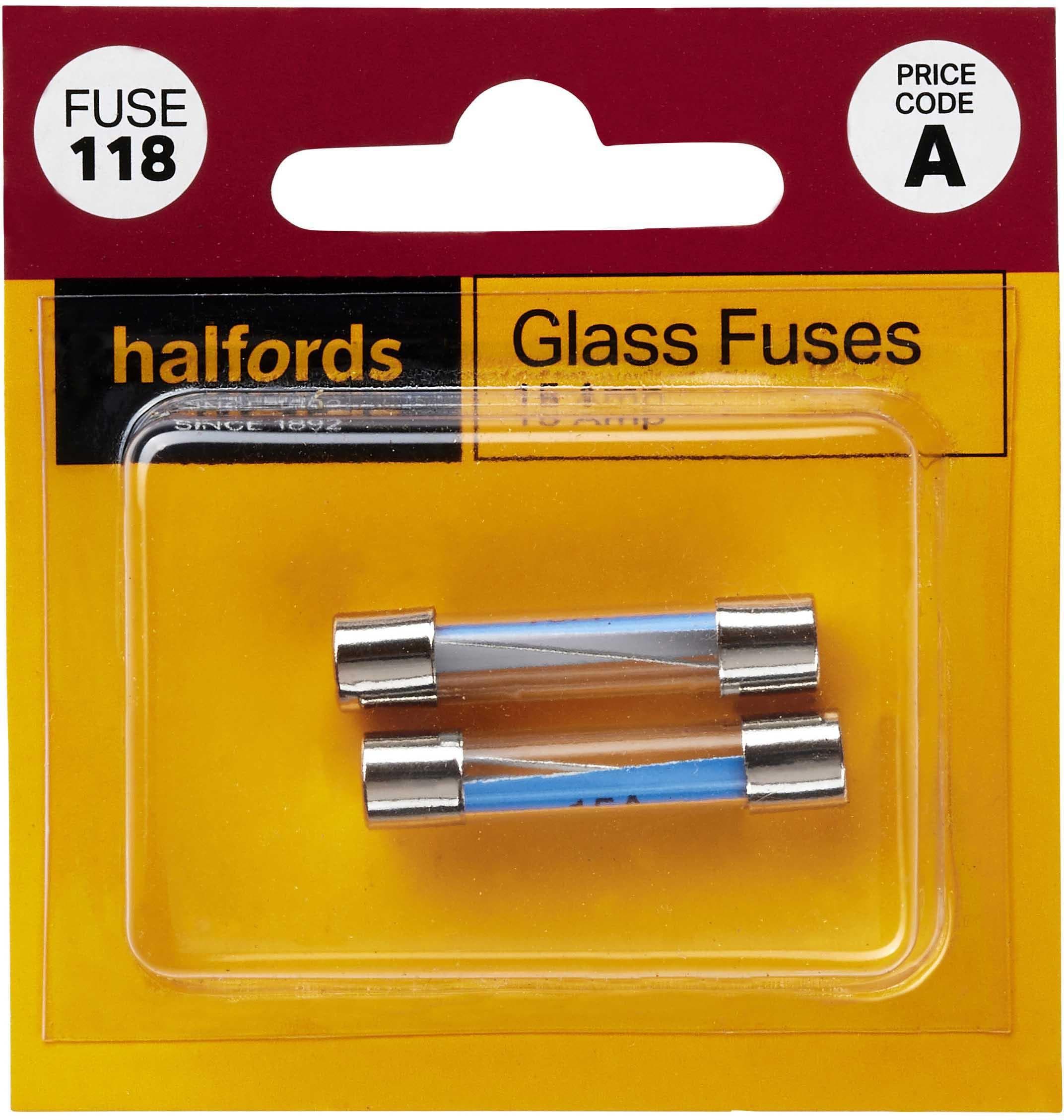 Halfords Glass Fuses 15 Amp (FUSE118)