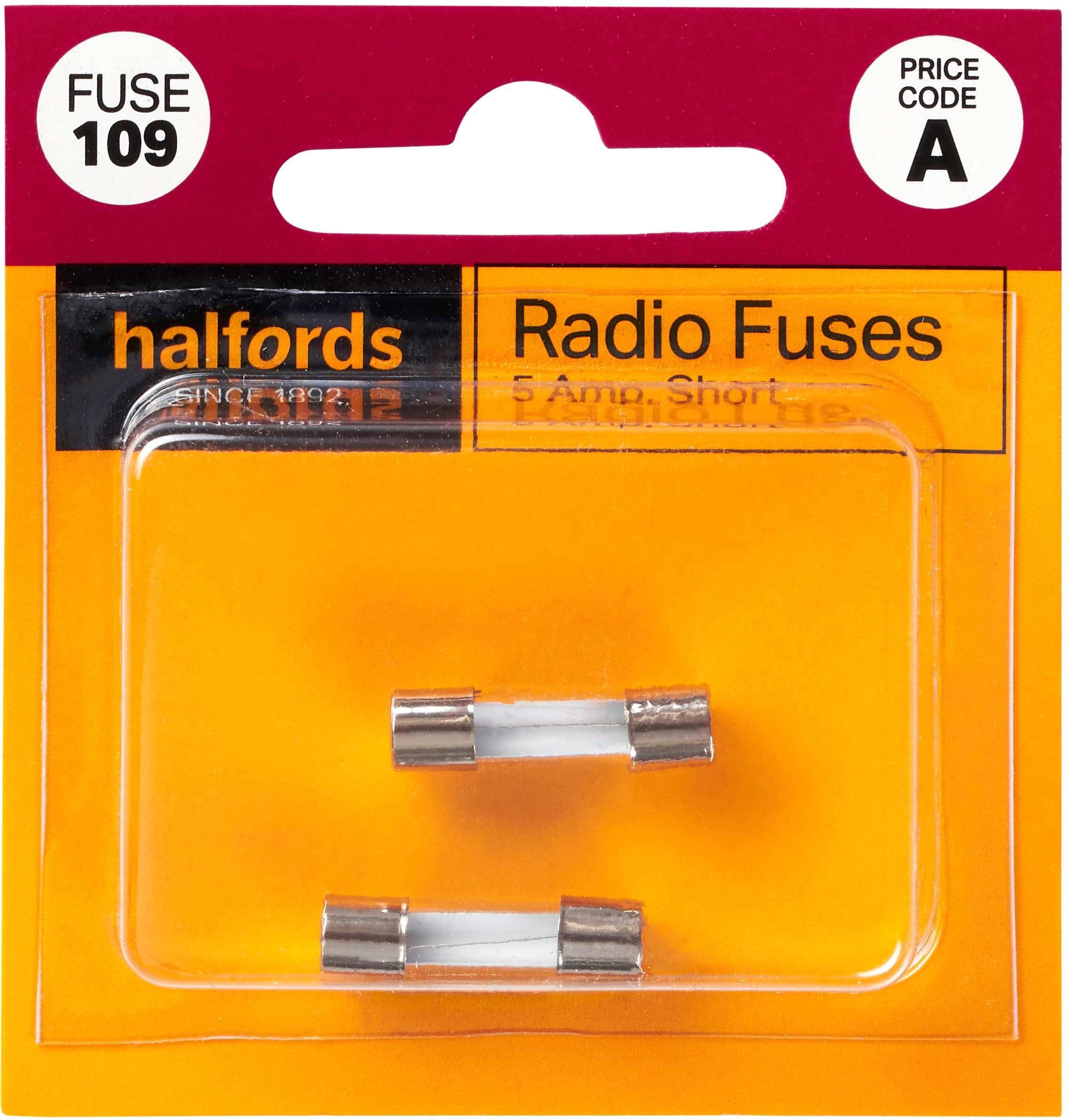 Halfords Radio Fuses 5 Amp Short (FUSE109)