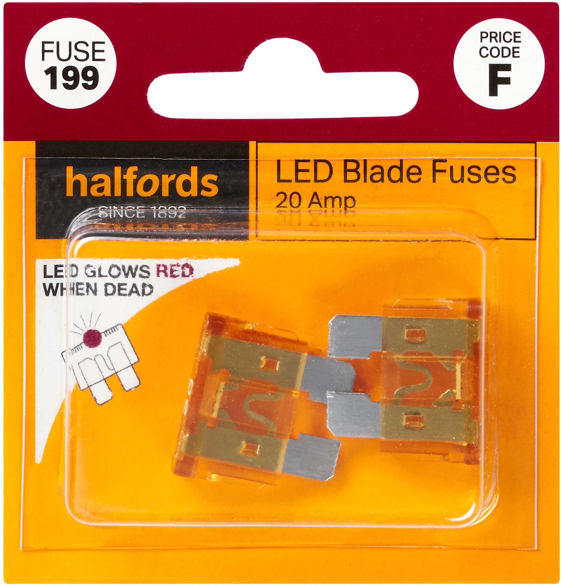 Halfords LED Blade Fuses 20 Amp (FUSE199)