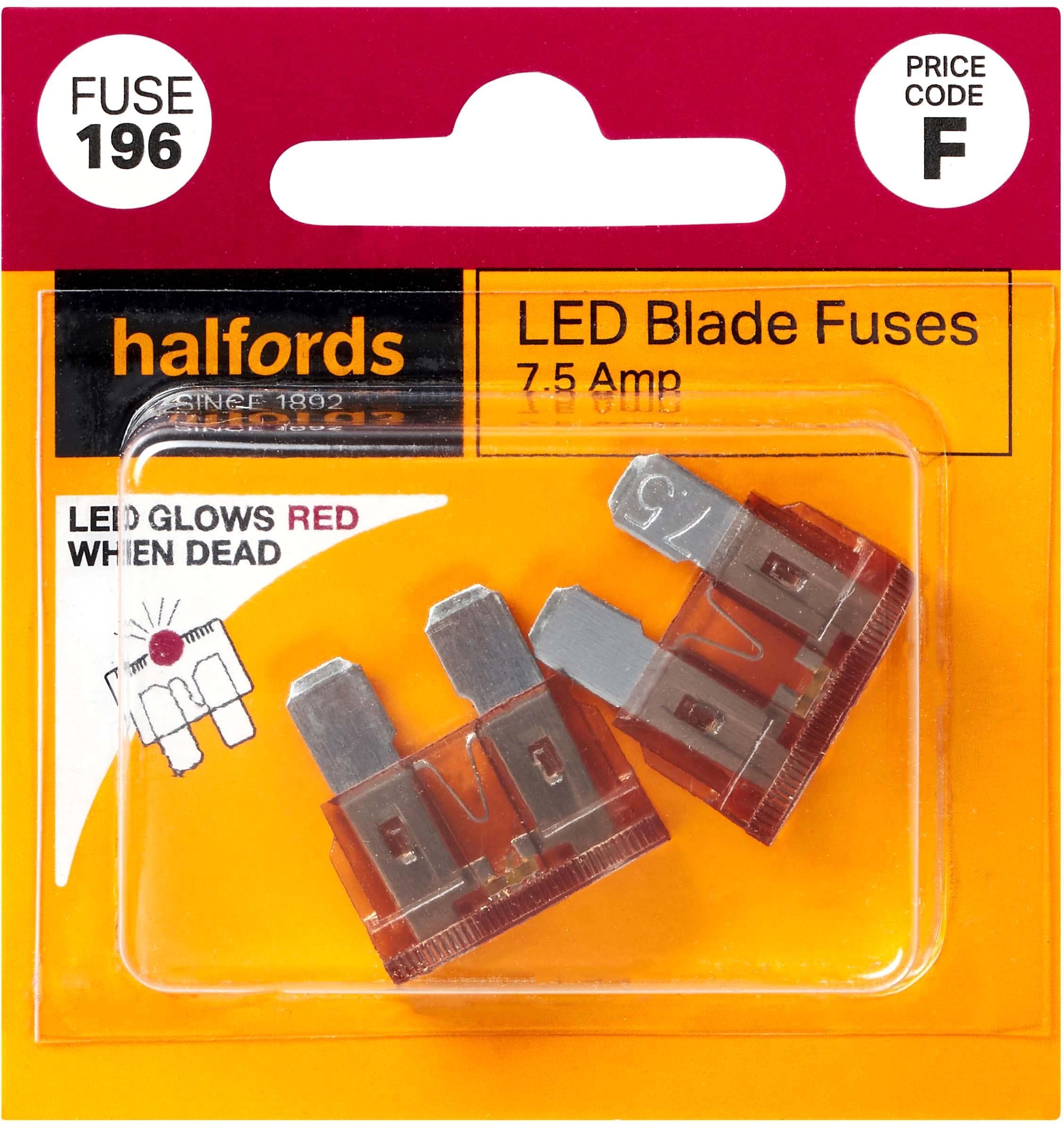 Halfords LED Blade Fuses 7.5 Amp (FUSE196)