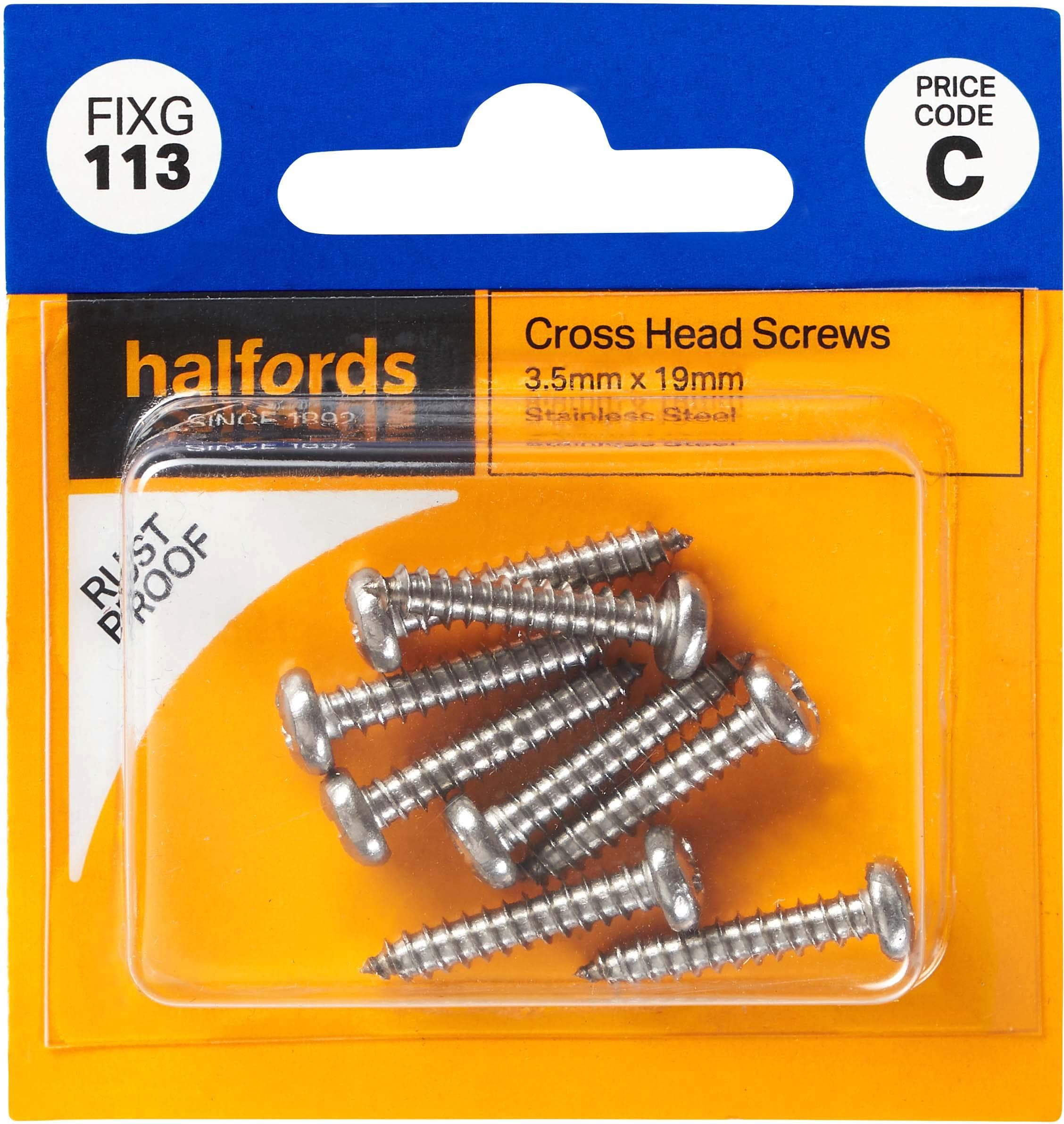 Halfords Cross Head Screws 3.5mmx13mm (FIXG112)