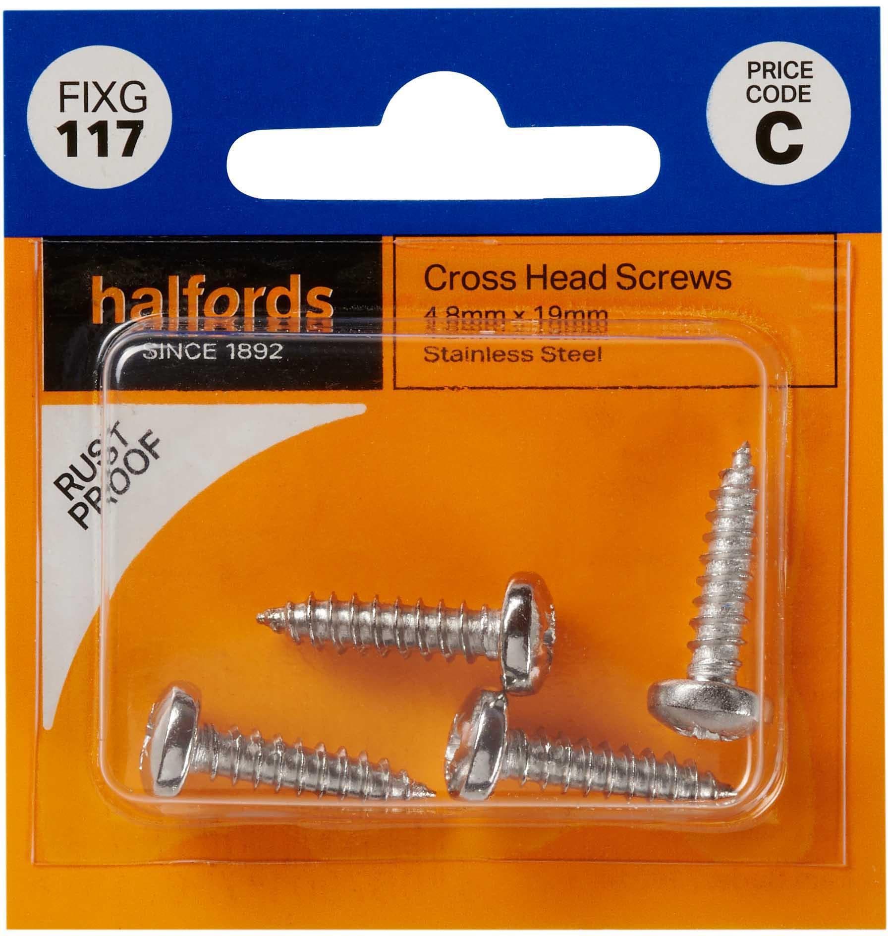 Halfords Cross Head Screws 4.8mmx19mm (FIXG117)