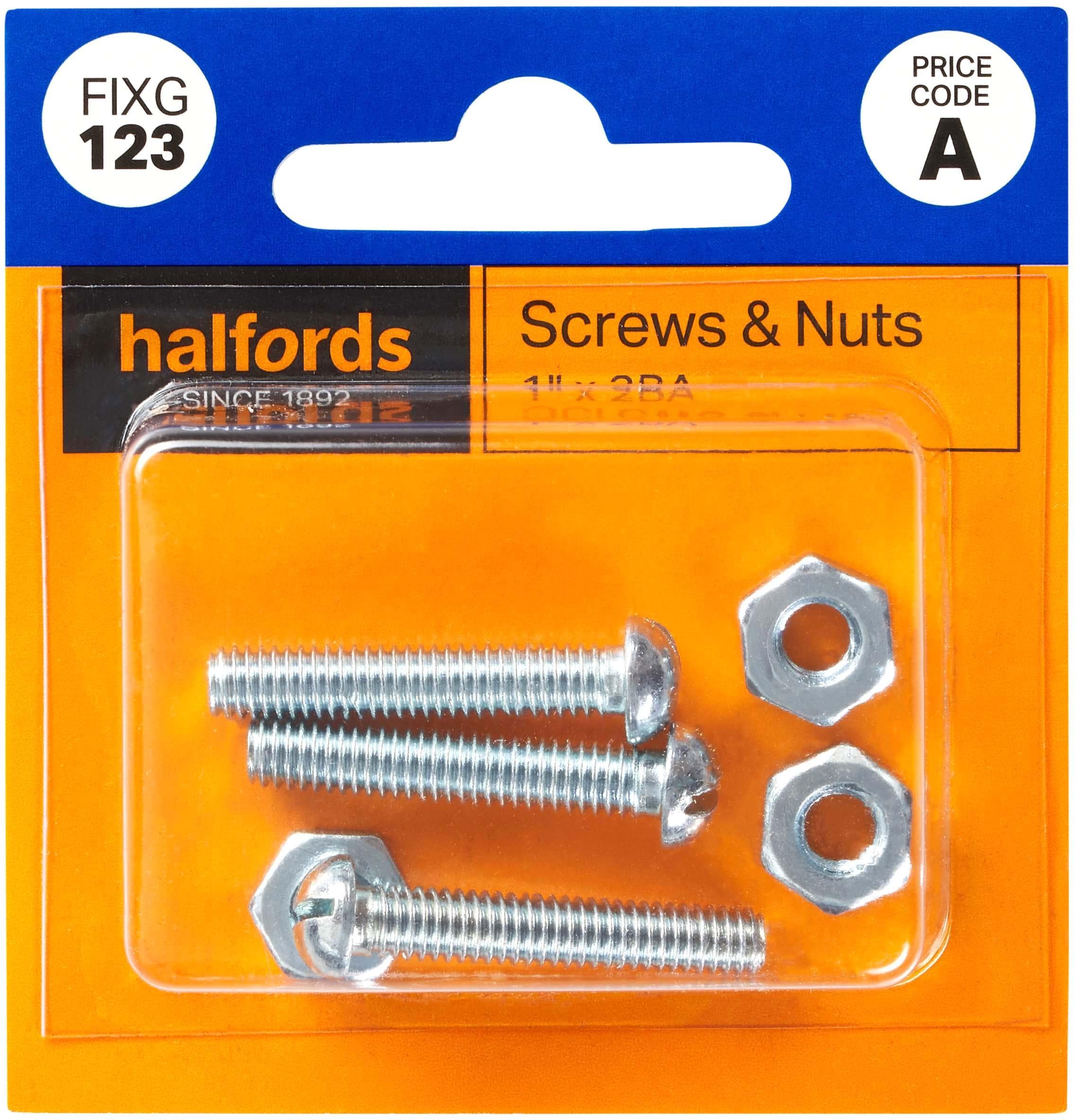 Halfords Screws and Nuts 1 inchx4BA (FIXG122)