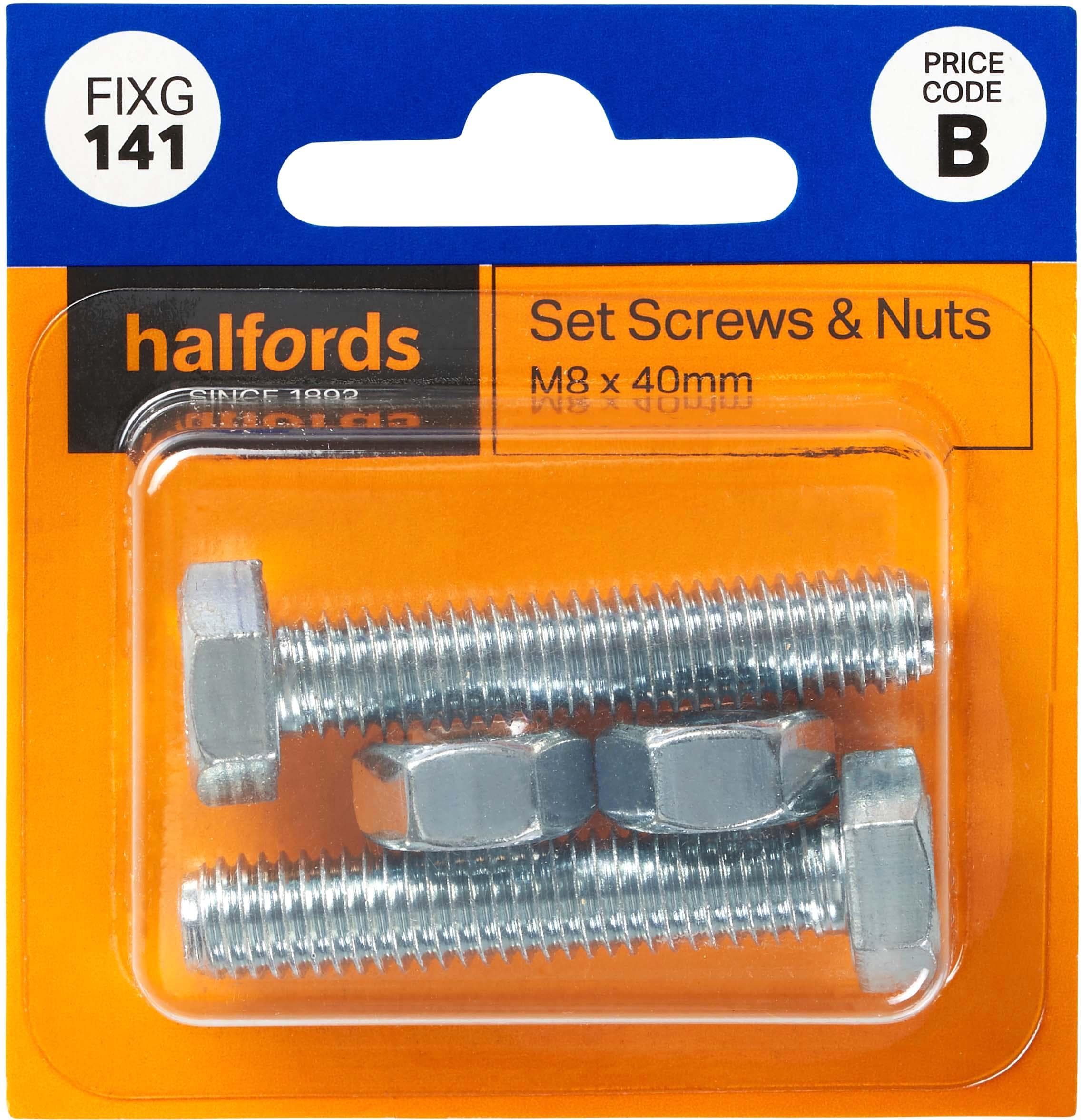 Halfords Set Screws and Nuts M8 x 40mm (FIXG141)