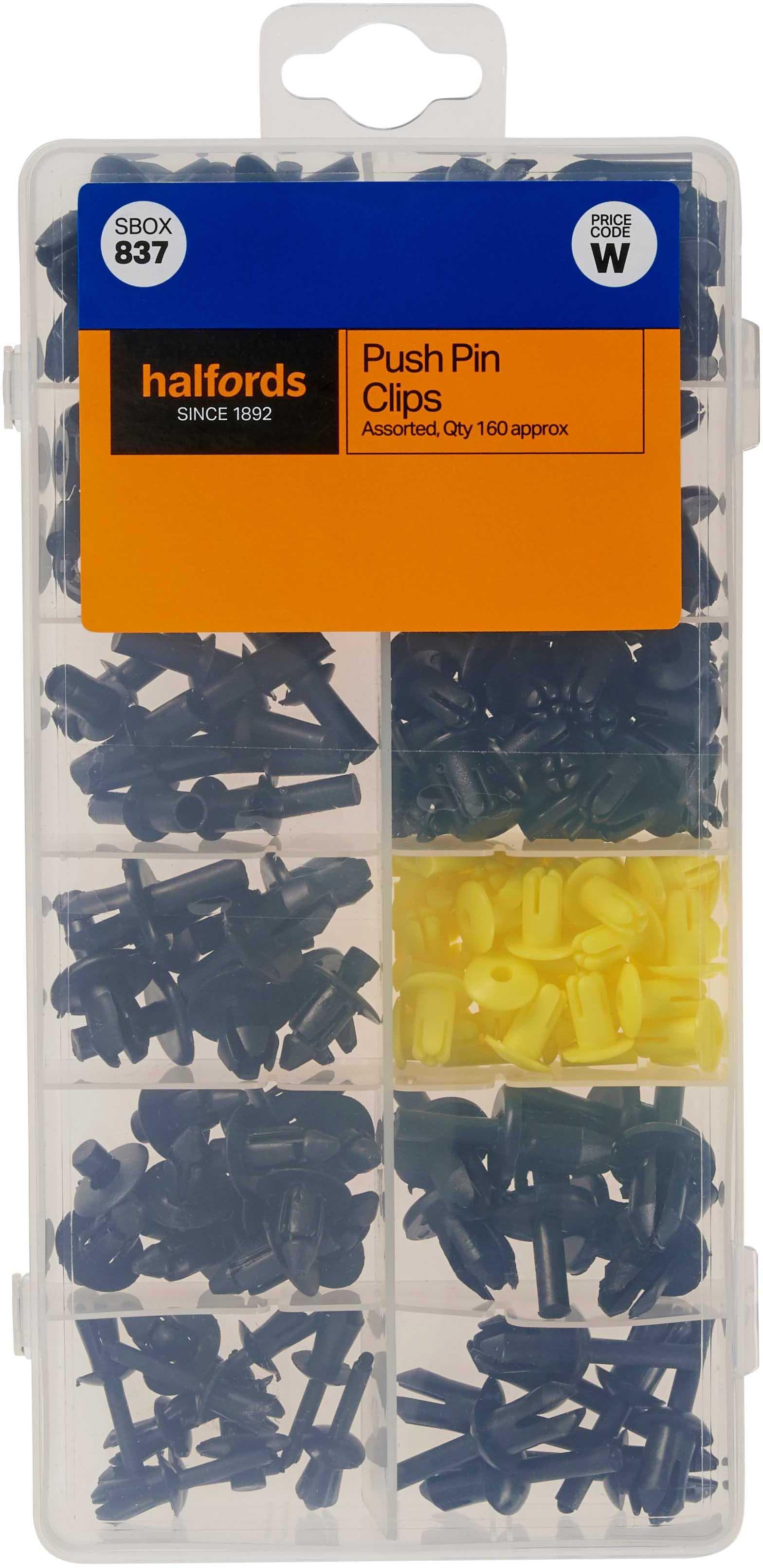 Halfords Assorted Push Pin Clips 160pcs (SBOX837)
