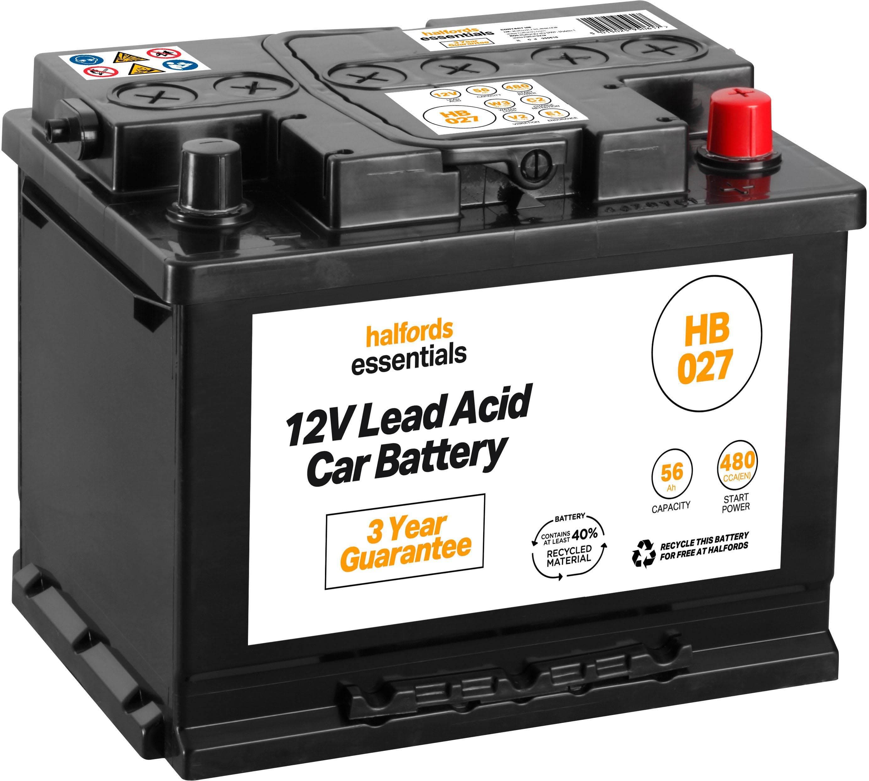 Halfords HB027 12V Car Battery 3 Year Guarantee