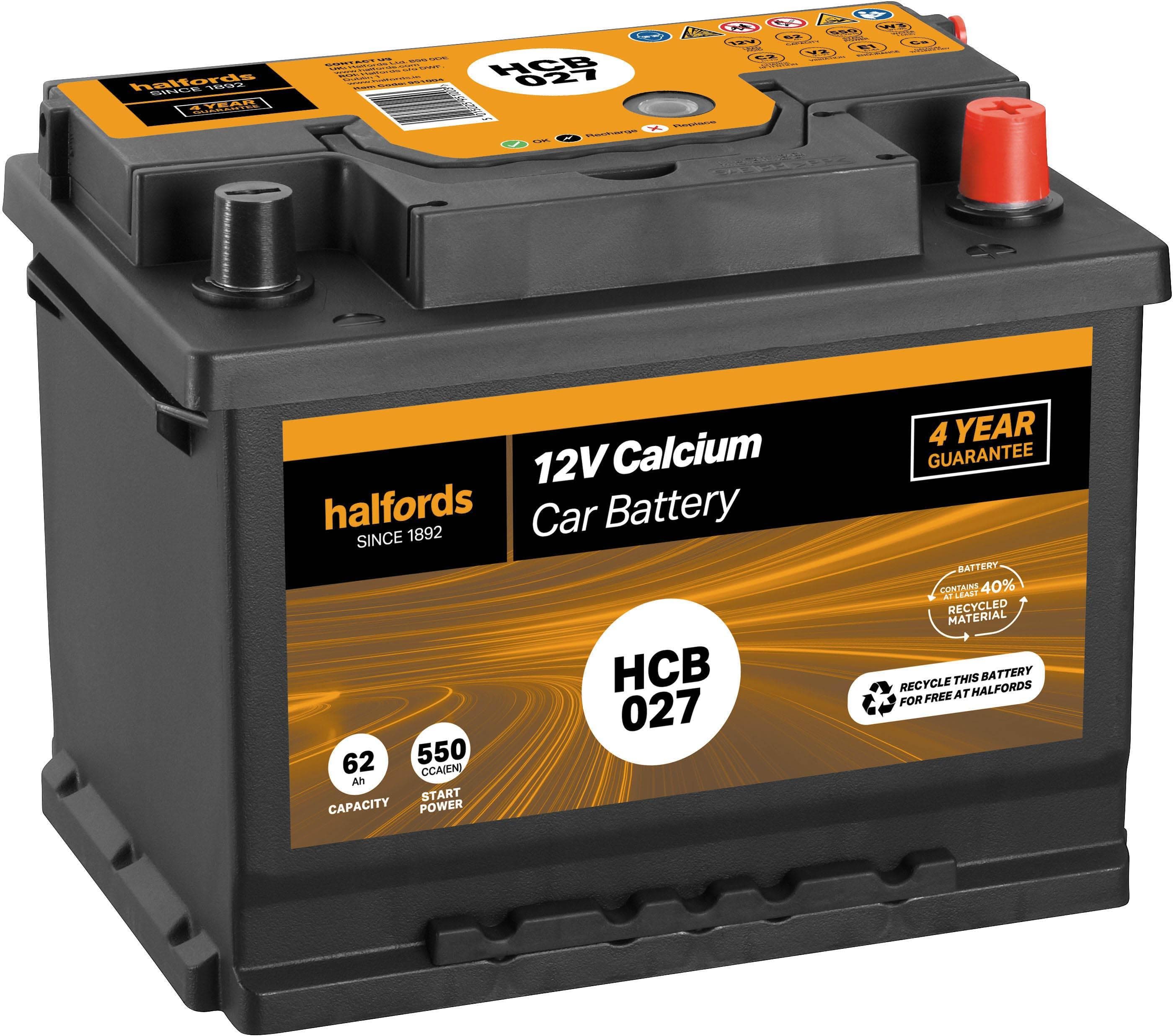 Halfords HCB027 12V Car Battery 4 Year Guarantee