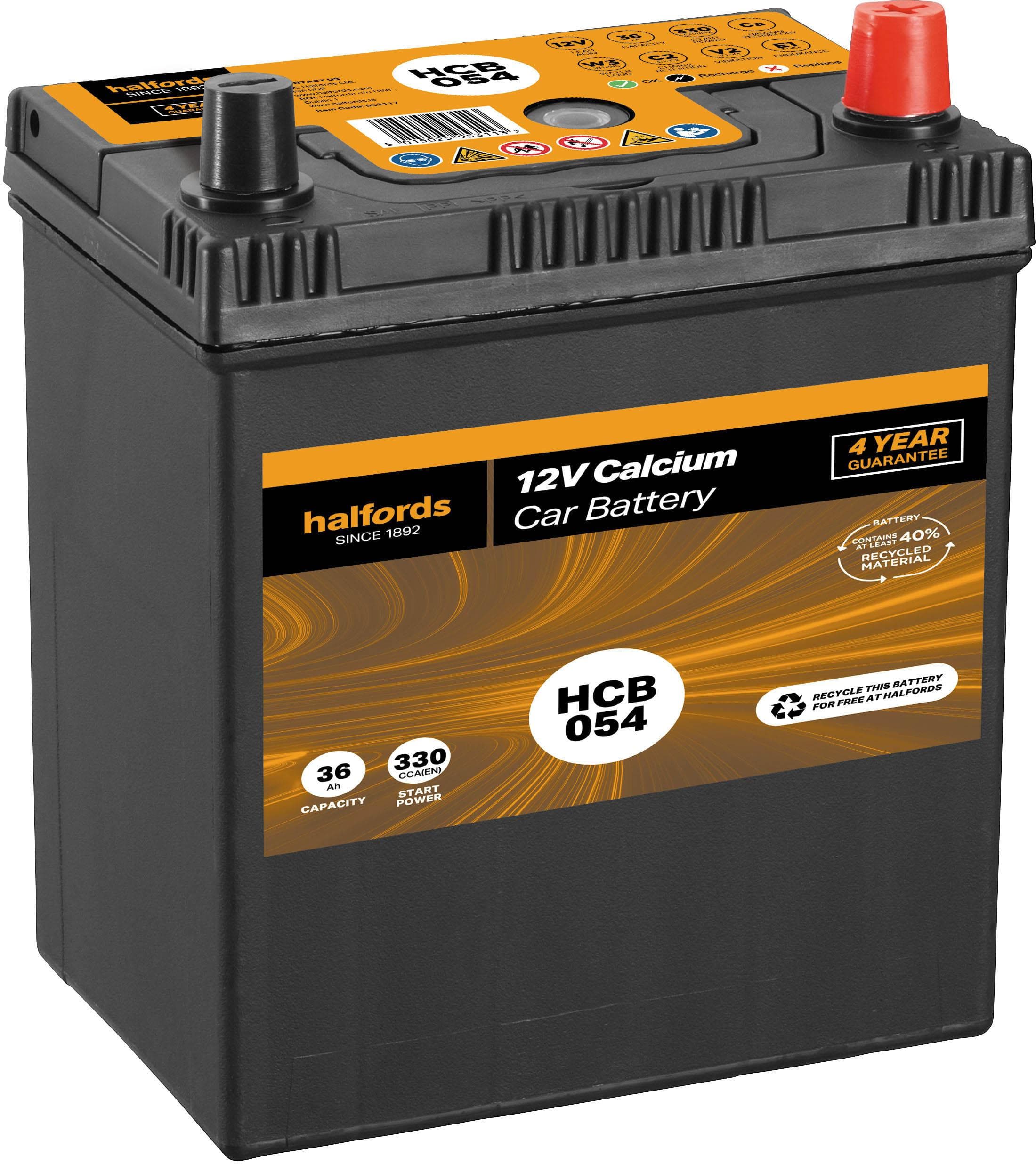 Halfords HCB054 12V Car Battery 4 Year Guarantee
