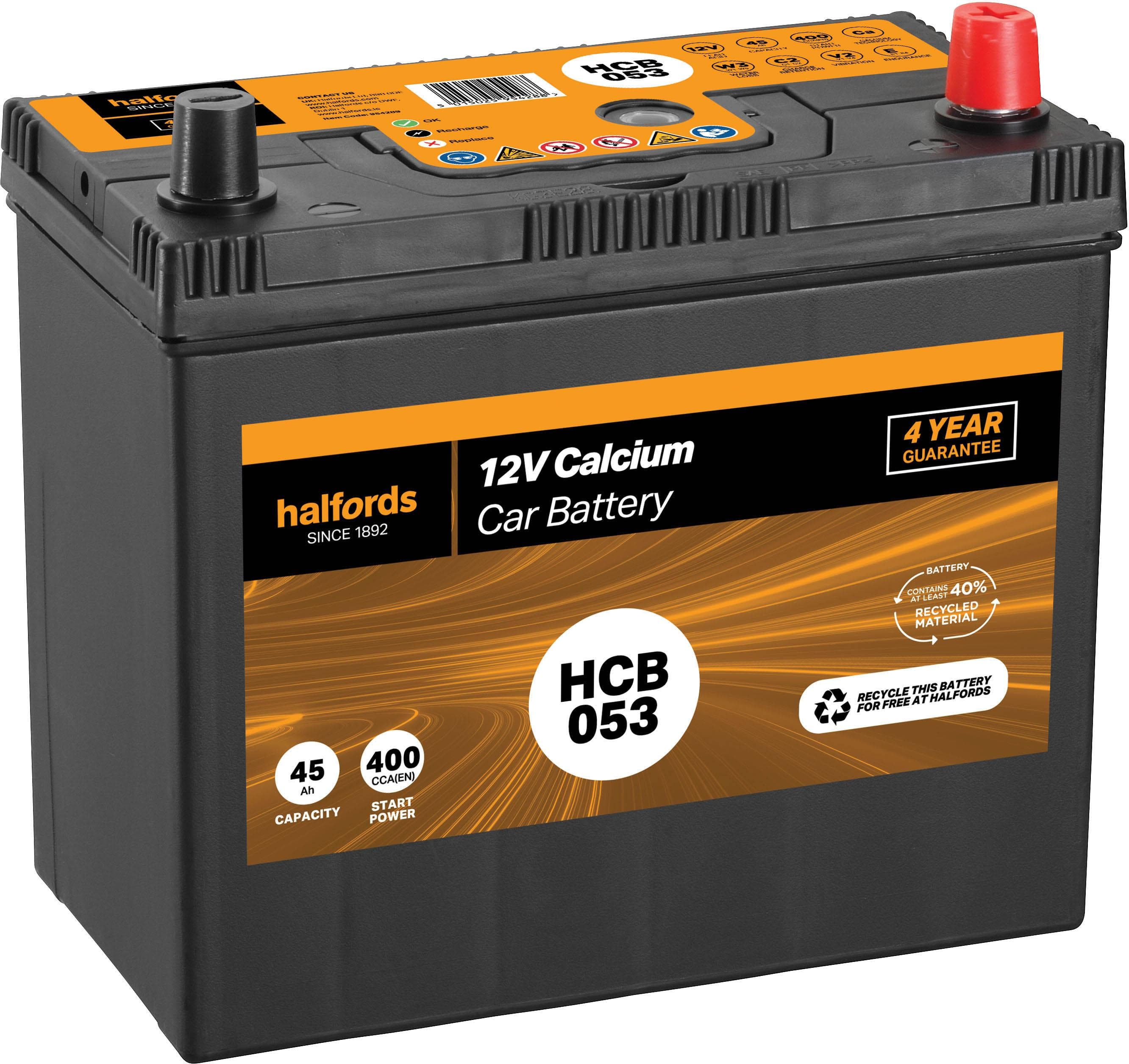 Halfords HCB053 12V Car Battery 4 Year Guarantee