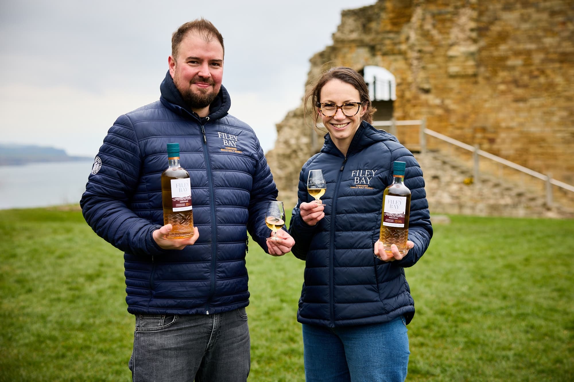 Joe Clark and Spirit of Yorkshire marketing director Jenni Ashwood at Scarborough Castle