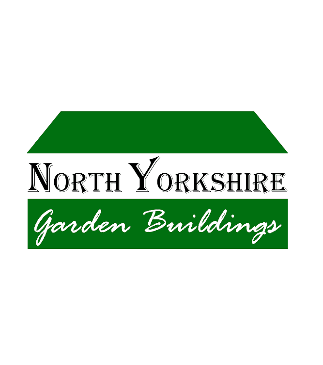 Logo featuring "North Yorkshire Garden Buildings" in green and white text with a green roof design.