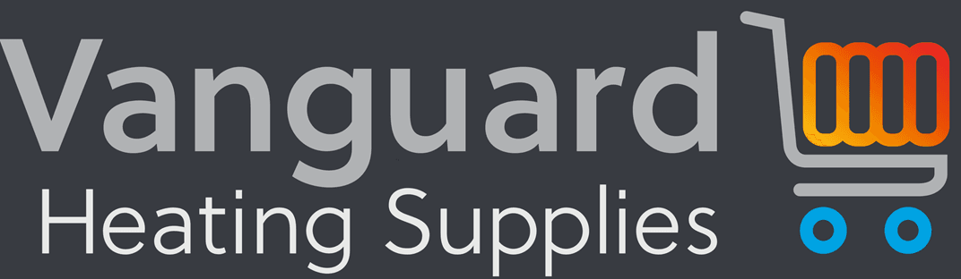 Vanguard Heating Supplies Ltd logo featuring a shopping cart icon and modern typography on a dark background.
