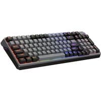 Dark grey Cooler Master MK770 keyboard with RGB backlit keys, UK QWERTY layout, wireless and Bluetooth connectivity.