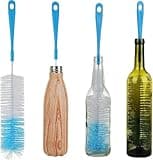 Extra long bottle brush with blue handle and bristles, designed for narrow neck bottles and feeders.