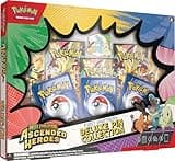 "Pokémon TCG Deluxe Pin Collection with 3 foil promo cards, colorful pin, and 5 booster packs in vibrant packaging"