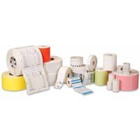 Assorted Zebra Z-Band UltraSoft wristbands in various colors and sizes, including white, yellow, and pink rolls.