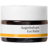 Dr Hauschka Eye Balm 10ml in a dark amber jar with white lid and yellow stripe on label.