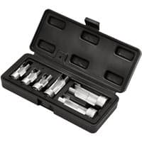 Draper 6-piece socket set in black case, featuring silver temperature sensor sockets with 1/2" and 3/8" drives.