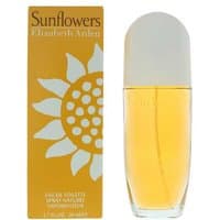 Yellow Elizabeth Arden Sunflowers Eau de Toilette 50ml bottle with matching sunflower-themed box.