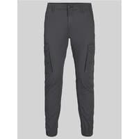Charcoal Jack & Jones cargo pants with side pockets, button closure, and tapered fit.