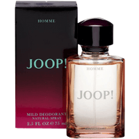Joop! Homme Men Mild Deodorant Spray, 75 ml, in a clear bottle with black cap, next to a black and red box.