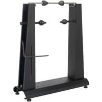 Black Sealey wheel balancer and truing stand with adjustable cones and sturdy base for motorcycles and bicycles.