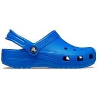 Slate blue Crocs boy's classic clog with adjustable heel strap and ventilation holes, size 1.