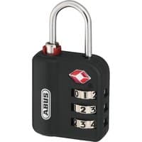 Black ABUS combination padlock with TSA logo, three dials, and silver shackle, pack of 12.
