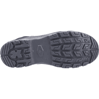 Black Amblers Safety boot sole with deep tread pattern and reinforced heel, size 6, water-resistant leather construction.