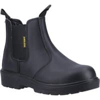 Black Amblers Safety pull-on dealer boot with elastic side panels, reinforced toe, and rugged sole, size 13.