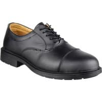Black Amblers Safety FS43 shoe, size 8, with leather upper, lace-up design, and reinforced toe cap.